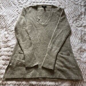 J Crew light heather gray v-neck tunic sweater, Med, wool alpaca blend
